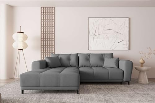 99rooms Massimo Ecksofa Anthrazit Ottomane Links | Strukturstoff Neve, mit Schlaffunktion