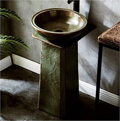Lavabo autonome en céramique pour salle de bain, lavabo artisanal 44 x 40 x 80 cm – Meuble élégant de style hôtel