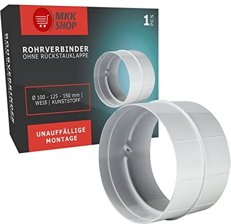 MKK Verbindungsstück Verbinder Lüftungsrohr Rundkanal Rohr Ø 100 mm Lüftungsanlage Kanal K0100 21