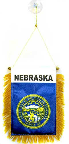 AZ FLAG - Wimpel Nebraska - 15x10 cm - Bundesstaat Nebraska Mini Flagge 10 x 15 Cm - Auto Pennant Spezielle Auto