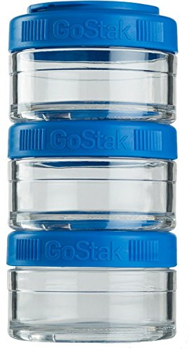 BlenderBottle GoStak Behälter zum Aufbewahren von Protein, Eiweiß, Pulver, Vitaminen und mehr- 2Pak 150ml (2x150ml), cyan