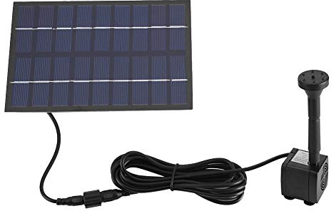 Solar Pump & Fountain Kit,Pompe à Eau Solaire 4 Différentes Buses Panneau Solaire Pour Jardin Fontaines D'étang Pompe Submersible Arrosant Le Kit Pour La Piscine D'étang De Réservoir De Poissons