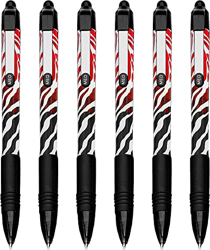 Zebra - Z-Grip Smooth - Retractable Ballpoint Pen - Limited Edition Funky Flame Design - Pack of 6 - Black Ink