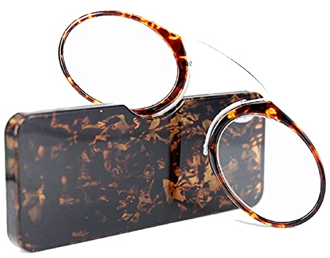 KoKoBin Unisex Lesegläser Kompakte Sehehilfe Mini Nose Clip Bügellose Lesebrille Rutschfest Lesehilfe- Immer griffbereit(Leopard,+2.0)