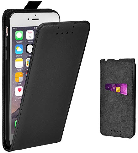 Adicase iPhone 6 Plus Hülle Leder Tasche für Apple iPhone 6 Plus / 6S Plus 5,5 Zoll Handyhülle Flip Case Schutzhülle (Schwarz)