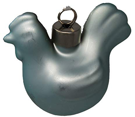 Baumschmuck im originellem Design Huhn hellblau metallic mit Aufhängevorrichtung