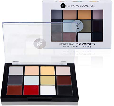 Narrative Cosmetics 12-Color Death FX Cream Palette, Professional Quick Drying Waterproof SFX Makeup for the Stage, Film, Costumes, Cosplay, Halloween