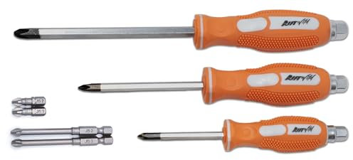 DP 0059-005/006 JIS (Japanese Industrial Standard) 7-Piece JIS Driver Set Includes (3) JIS Screwdrivers (#1, 2, 3) and (4) JIS 1/4 Impact Bits (#2, 3, Short & Long)