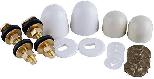 Toilet Floor Bolts and Caps Set, Universal Toilet Bowl to Floor Bolts Solid Brass, Including 2 Brass Bolts, 4 Bolt Caps with Nuts/Washers Toilet Bolts Heavy Duty Bolts Closet Bolt Set, Solid Brass