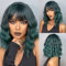 HAIRCUBE Kurze Charming Bob mit Bangs Perücken für Frau Natur Hitzebeständige Synthetische Faser Party/Cosplay/Kostüm/Tägliche Perücke (dunkelgrün)