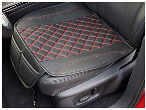 BREMER SITZBEZÜGE Sitzauflage Kunstleder Textilleder kompatibel mit Seat Ibiza 4 6J/6P Sitzkissen in Kunstleder Schwarz/Rote Naht OT402