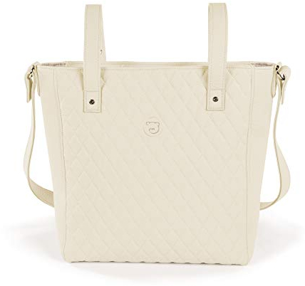Pasito a Pasito. Brottasche für Babywagen Maria, mittelgroß, praktischer Organizer mit langem Griff zum Aufhängen über der Schulter, Farbe: Beige, Maße: 31 x 35 x 11 cm.
