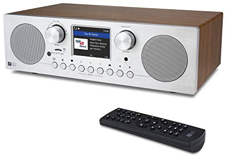 Ocean Digital WR-800D FM Dab/Dab+ Wi-Fi Internet Radio Sveglia Altoparlanti Stereo Micro SD Line out Aux in 30.000+ stazioni Display a Colori da 2,8 Involucro in Legno