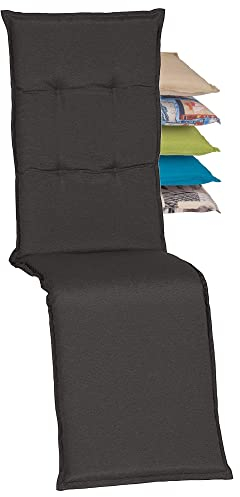 Beo Relaxsessel Auflage Wasserabweisend Turin | Made in EU Premium-Qualität | Liegestuhl Auflage UV-beständig, fleckenabweisend und waschbar | Atmungsaktive Relaxstuhl Auflage in Dunkel-Grau