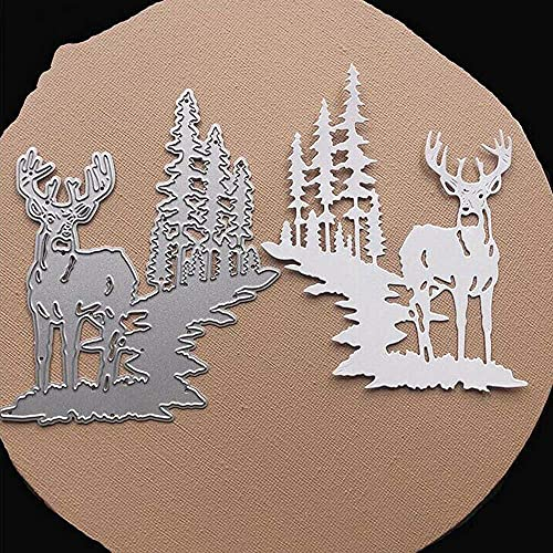 YunTrip Stanzschablonen aus Metall, Motiv: Weihnachtshirsch, Weihnachtsbaum, Hirsch, Stanzschablonen für Bastelarbeiten, Kartenherstellung, Prägung, Foto, dekorative Papierschablonen, Scrapbooking