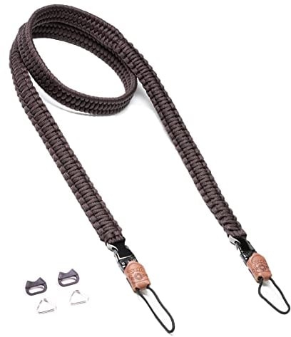 C-Rope Kameragurt THE TRAVELER handgeflochten aus Paracord, Schultergurt mit Schnellverschluss, 125cm, Braun