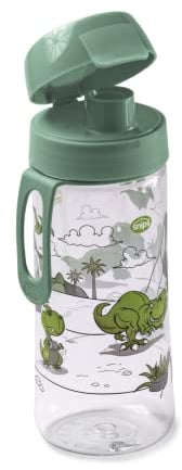 Snips| Flasche Dino | Trinkflasche für Kinder 0,50 L | 7 x 7 x 20 cm | Tritan Renew - Recycelter Kunststoff | 100% Hergestellt in Italien