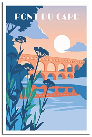 Pont Du Gard Frankreich Vintage Reiseposter Dekorative Poster Modern Schlafzimmer Leinwand Kunst Poster Bild Gemälde Poster Wanddeko Kunst Geschenk