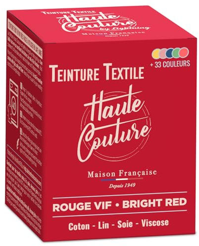 HAUTE COUTURE - Tinte para Ropa y Textil Rojo - 350g - Rojo Vivo - Tinte Textil Todo en uno - Listo Para Teñir Ropa y Tejidos