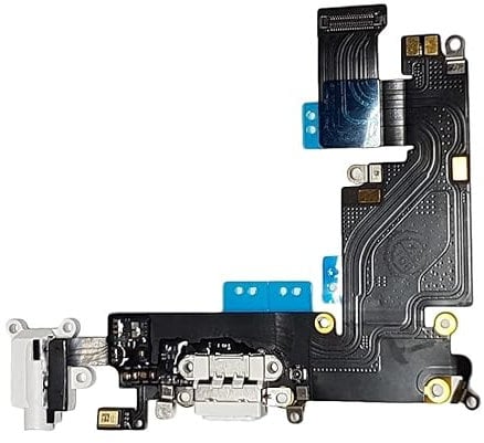 DHLK® Charging Dock connector compatible with iPhone 6 Plus - Charging Port Flex Cable, White (A1522, A1524, A1593)