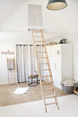 Dachbodetreppe, Hochbettleiter, Bibliotheksleiter (Tisschlertreppe), Aus Buchenholz gefertigt, 10 Stufen, Höhe 212 cm, Leichtgewicht, Belastbarkeit 200kg, Unbehandelt, Handgefertigt in Holland