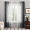 Deconovo Voile Vorhänge Durchsichtig Gardine Balkon mit Ösen, 270x140 cm(HöhexBreite), Schwarz, 2er Set