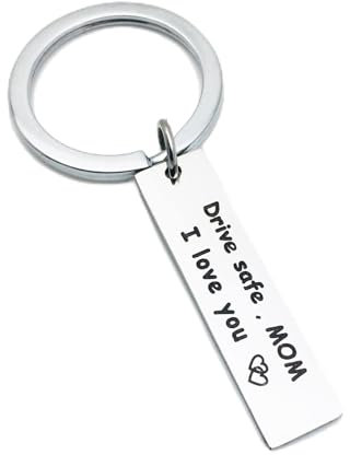 Schlüsselanhänger Personalisiert Damen, Schlüsselanhänger Personalisiert Name Edelstahl Quadrat Fahr Sicher Ich Liebe Dich Silber