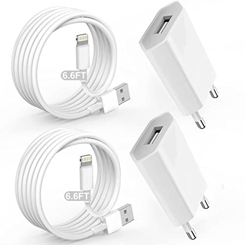Unique Secure iPhone Rapide Chargeurs[Certifié Apple MFi] 2 Pack Chargeur USB et Câble de 1M Lightning Adaptateur Secteur Prise Universel pour 13/12/11/X/XS /XR/8,iPad blanc-01