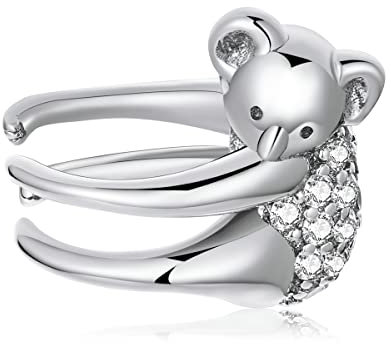 BOSUGE Exquisiter Ring, 925er Sterlingsilber, süße Koala-Ohrmanschette for Damen, Sterlingsilber, Ohrringe, Schmuck, Koala-Liebhaber-Geschenk
