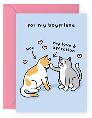 Central 23 Boyfriend Birthday Card - Anniversary Card For Him My Love and Affection- Cat Themed Gifts For Men -Thinking Of You - Cute Valentine Ideas for Guys Babe Hun Partner -Comes With Stickers