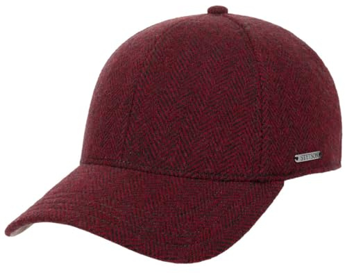 Stetson Plano Wool Baseball Cap Herringbone Design Fullcap Cotton Lining Men Fall Winter Dark red