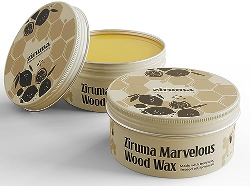 Ziruma Premium Beeswax for Cutting Boards - No Mineral Oil [7 oz 2-Pack] - Food Grade Wood Wax for Butcher Blocks and Wooden Utensils - Natural Wood Conditioner