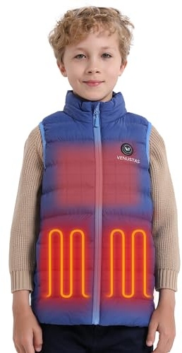 Venustas Boys Heated Vest with Battery Pack, Kids Lightweight Warmer Electric Puffer Vest for Skiing(Navy, Large)