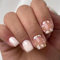 24pcs Short Square Press On Nails - White Flower Gold Foil Stick On Removable Glue-On Fake Acrylic Full Cover Nail Art Accessories for Women Girls