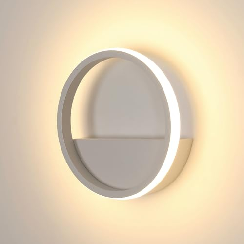 Riserva Wandleuchte Innen LED, 12W Wandlampe Rund, 3000K Warmweißes Modern Wandlampen LED Weiße für Wohnzimmer, Schlafzimmer, Treppenhaus, Flur