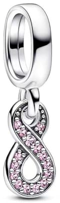 Lkwidi Charme Funkelnde Unendlichkeit Charms-Anhänger 925 Sterling Silber Charm Bead Pendant für Europäische Armbänder und Halsketten