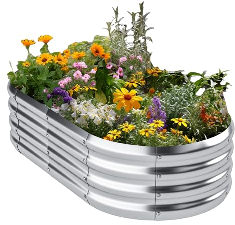 Jebosam Letto da giardino rialzato, 1,2 x 0,6 x 0,3 m, zincato, per esterni, per verdure, fiori, grandi aiuole rialzate, fioriera in metallo per frutta erbe, fioriere rialzate per giardinaggio