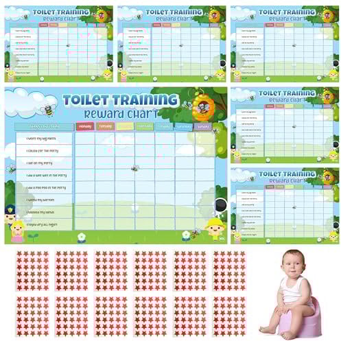 SOL 6pk Toilet Training Reward Chart with 360pk Star Stickers, Colourful Potty Chart for Toddlers, Travel-Friendly, Easy to Use, Encourages Kids’ Independence, Perfect for Positive Reinforcement