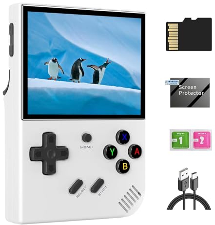RG35XX Plus Handheld Gaming-Konsole 3.5 IPS Display Display Retro Video Spielkonsole 64g + 128g TF Karte und 5500+ Classic Gaming, Built-in 3300mAh Akku, Support 5G WLAN und Bluetooth 4.2(White,
