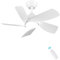 CJOY Ventilatore da Soffitto Bianco, 76cm Ventilatore da Soffitto con Luce e Telecomando, Lampadario Ventilatore da Soffitto 5 Pale, 3 Colori e Dimmerabile, 6 Velocità, CC Reversibile, Modalità Sleep