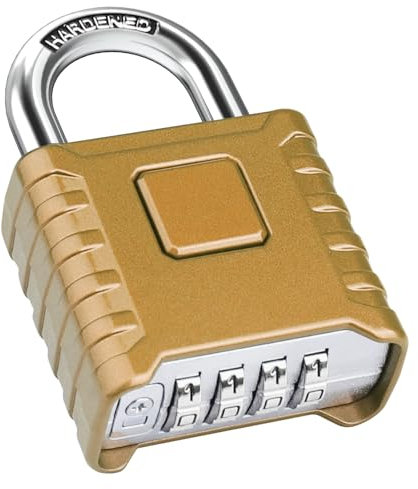 Diyife Cadenas Code 4 Chiffres, 52mm Extérieur Etanche, Robuste et Antivol, 8mm Loquet à Combinaison, Exterieur Serrure Porte de Garage, pour Jardins, Cours, Clôture, Casier-Cuivre