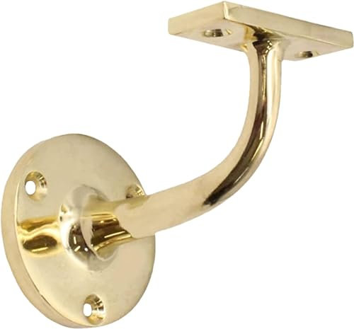 Handrail Brackets 50mm Brass Handrail Stair Brackets with Screws Wall Stair Rail Support Banister Rail Brackets for Stairs Handrail Holder with Matching Screws Pack of 4.