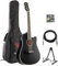Red Hill Dreadnought Westerngitarre-Set, X-Bracing, Mahagoni-Boden, Zargen, Tonabnehmersystem, Gigbag, Schwarz