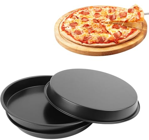 3 Pcs Pizza Baking Pans, 10in Deep Non Stick Pizza Trays Multi Function Carbon Steel Pizza Pans for Baking Cookies and More