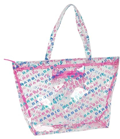 safta BARBIE LOGOMANIA - Sac shopping pour femme, confortable et polyvalent, qualité et résistance, 54 x 17 x 35 cm, couleur rose pâle, Rose pâle, Estándar, Décontracté