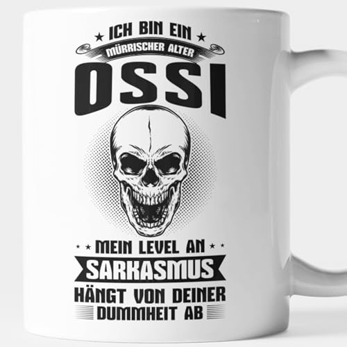 Ossi Tasse DDR Geschenk Ostdeutscher Sachsen Ostdeutschland - ich bin ein mürrischer Alter Ossi mein Level an Sarkasmus Kaffeebecher