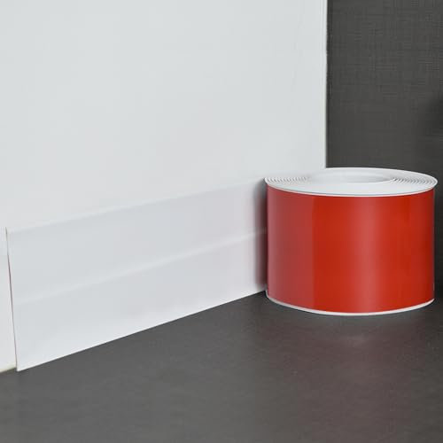 Inscrip PVC Baseboard Wall Molding Trim, Self Adhesive Peel and Stick, Flexible Corner Angle Guard, Edge Protector for Ceiling, Window & Table (White 12M)