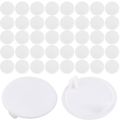 40 Pièces Bouchons de Trou Meuble,Couvre-Trous de Charnière,Trou Couvercle de Trou,Capuchons Ronds de Type Affleurant pour Armoire à Meubles Blanc (35 mm)