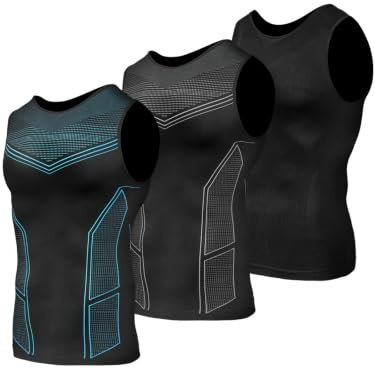 Odoland Débardeur de Compression Homme Lot de 3 Maillot de Corps Gainant Ventre Plat Homme Shirt