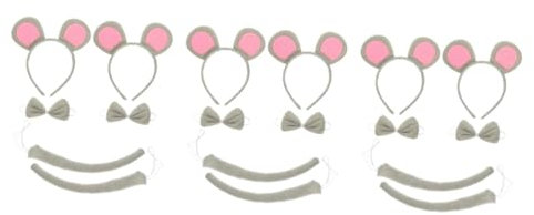 WRITWAA 6 Sets Mouse Costume Supplies Cosplay Three Blind Costume Monkey Tail Costume Rat Costume Adult Hair Accessory for Party Costume Accessory Kits Ears Headband Plush